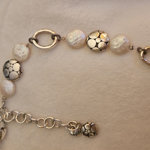 BRIGHTON Pebble and Freshwater Coin Pearl Chain Choker Necklace - Picture 5 of 8